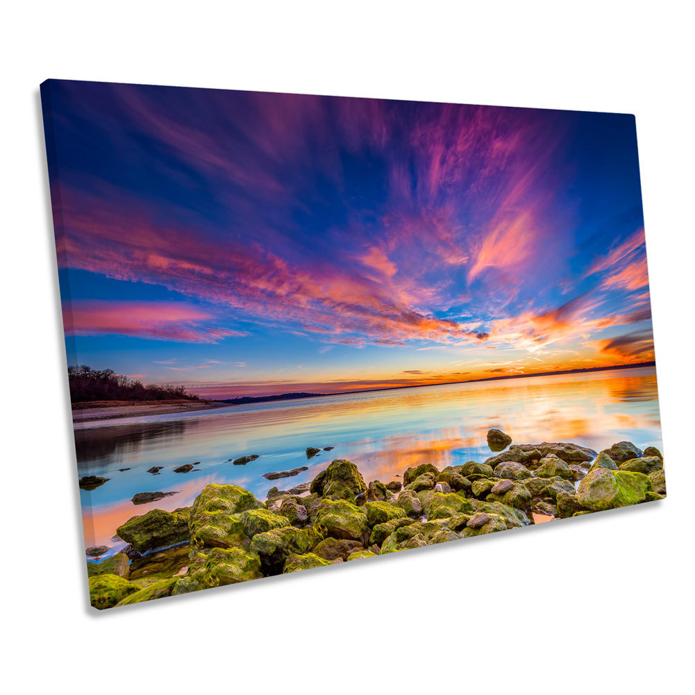 Sunset Seascape Scene Beach - Wrapped Canvas Art Prints