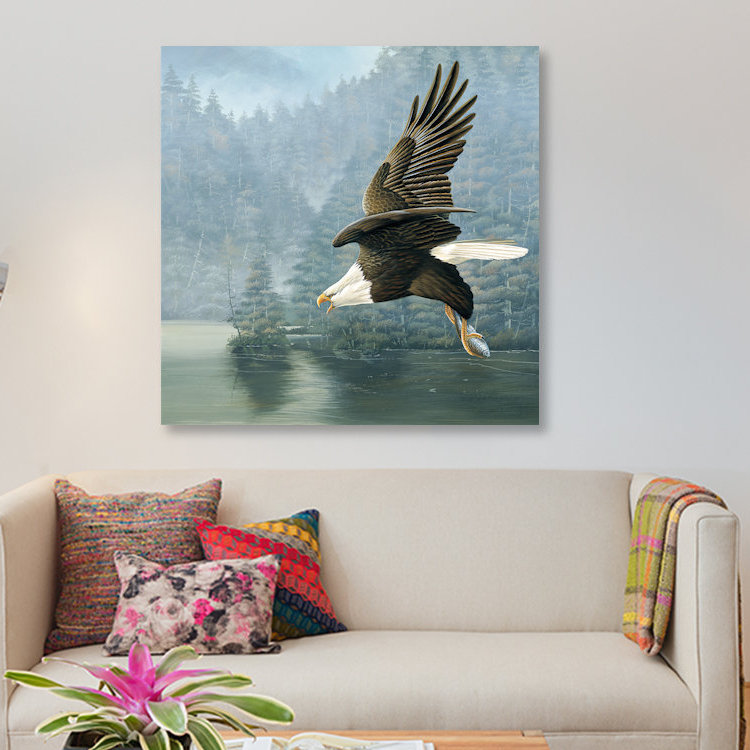 « flying eagle », impression sur toile, H 12 po x l 12 po x P 1,5 po, Pas de tapis, Toile tendue
