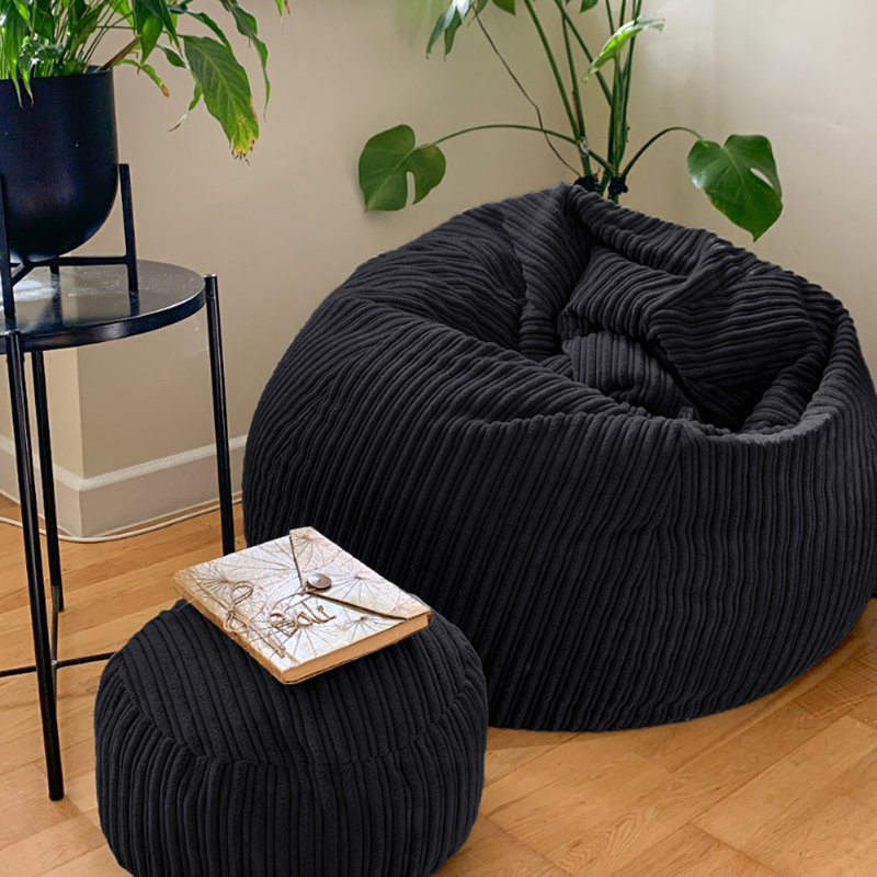 rucomfy Beanbags Slouchbag Large Corduroy Bean Bag Chair - Adult Bean Bag with Filling - Home Furniture Seating for Living Room or Bedroom - Machine Washable - 80 x 110cm