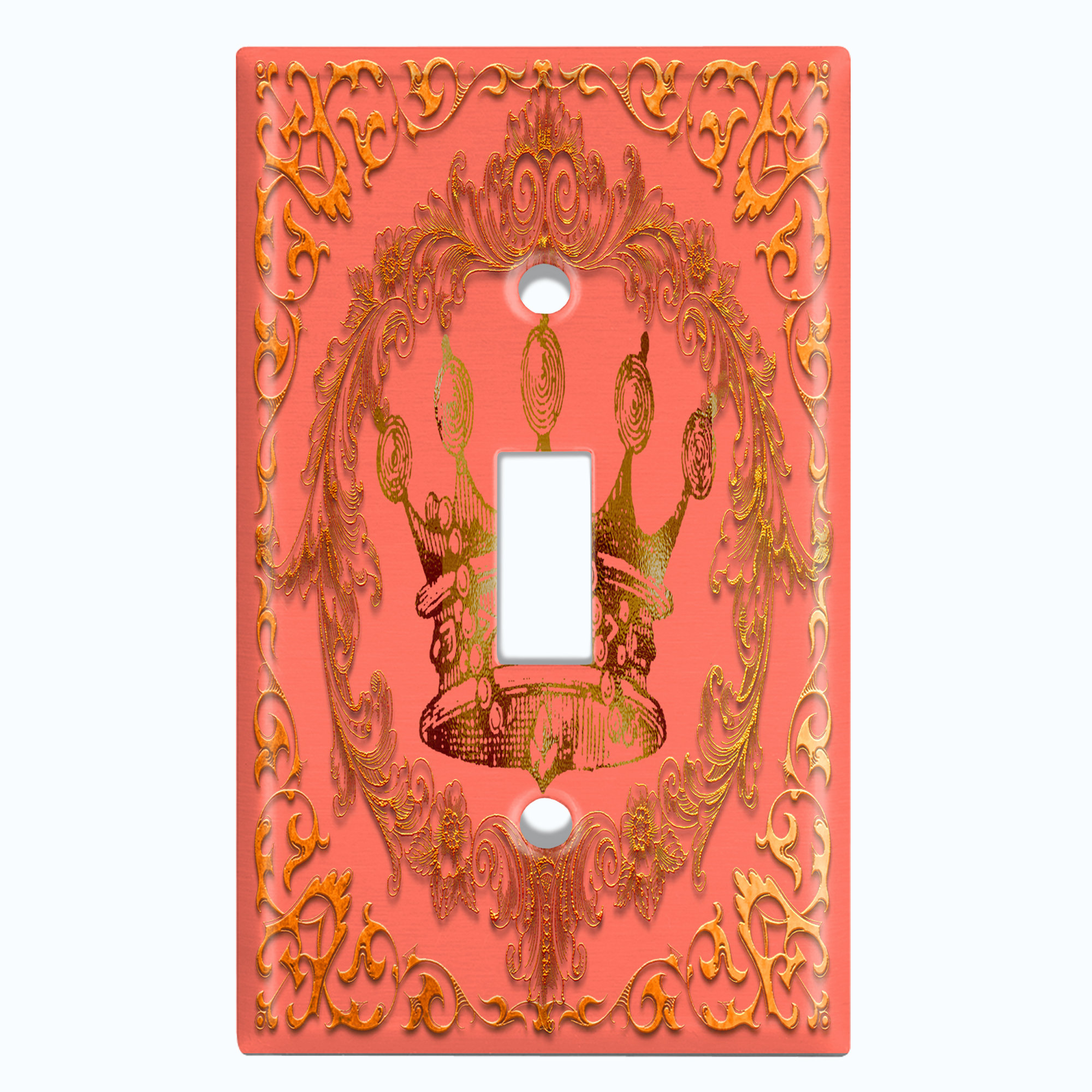 WorldAcc Metal Light Switch Plate Outlet Cover (Royal Crown Red Orange ...
