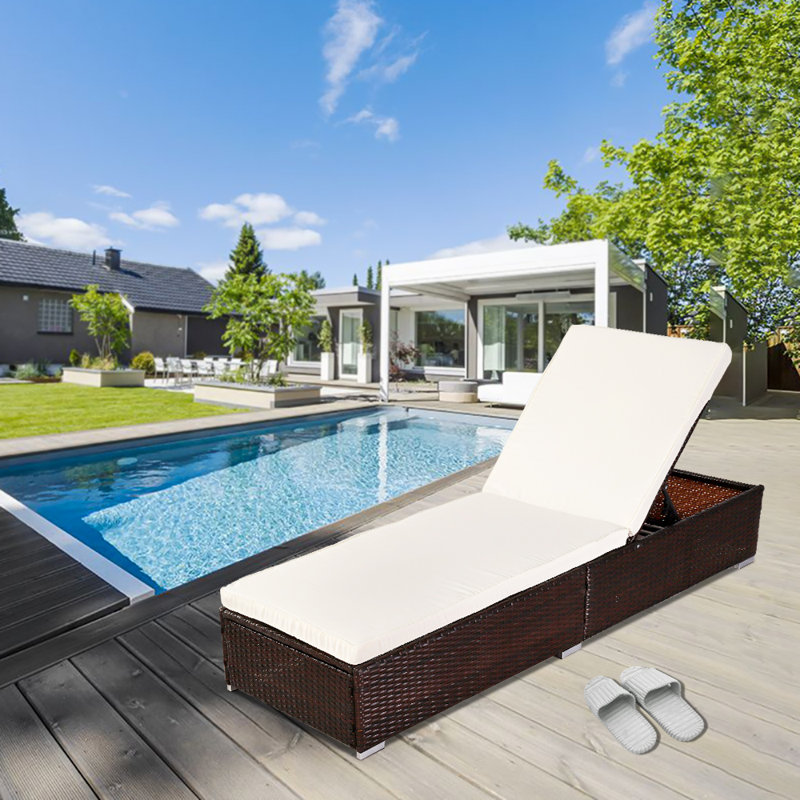 Coster Outdoor Wicker Chaise Lounge , Cushion Included, Brown