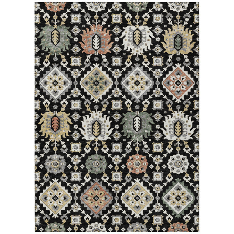Machine Washable Indoor/Outdoor Husby ACN2200 Bohemian Rug, Rectangle 8' x 10'