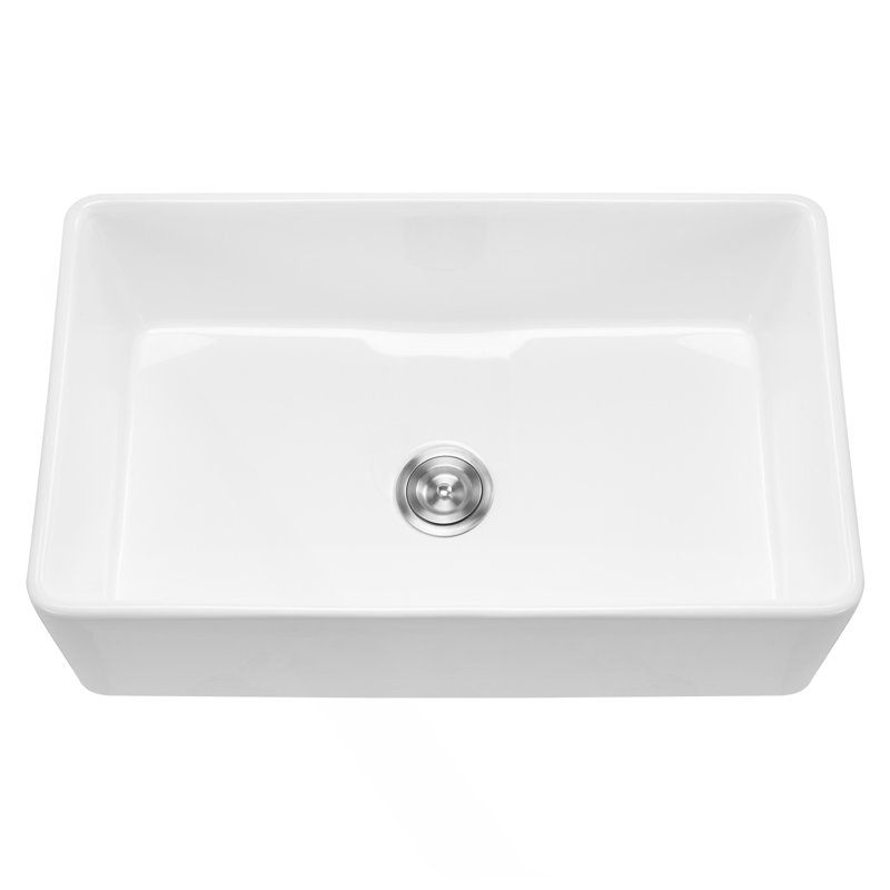 33.5X20 In Farmhouse Sink Undermount Kitchen Single Bowl Basin Fireclay White