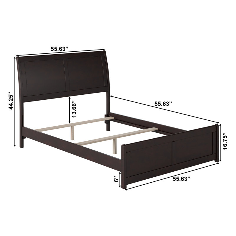 Espresso Full Size Wood Platform Bed with Sleigh Headboard