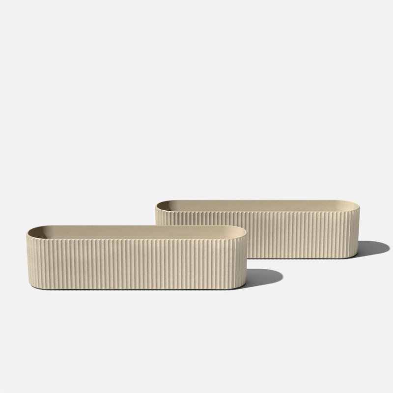 Sandstone 36" Plastic-Stone Outdoor Window Box Planter Set