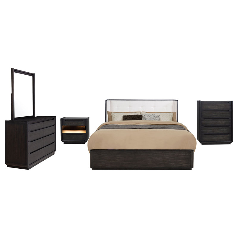 Ensemble de chambre à coucher grand lit 5 pièces Erler, Grand