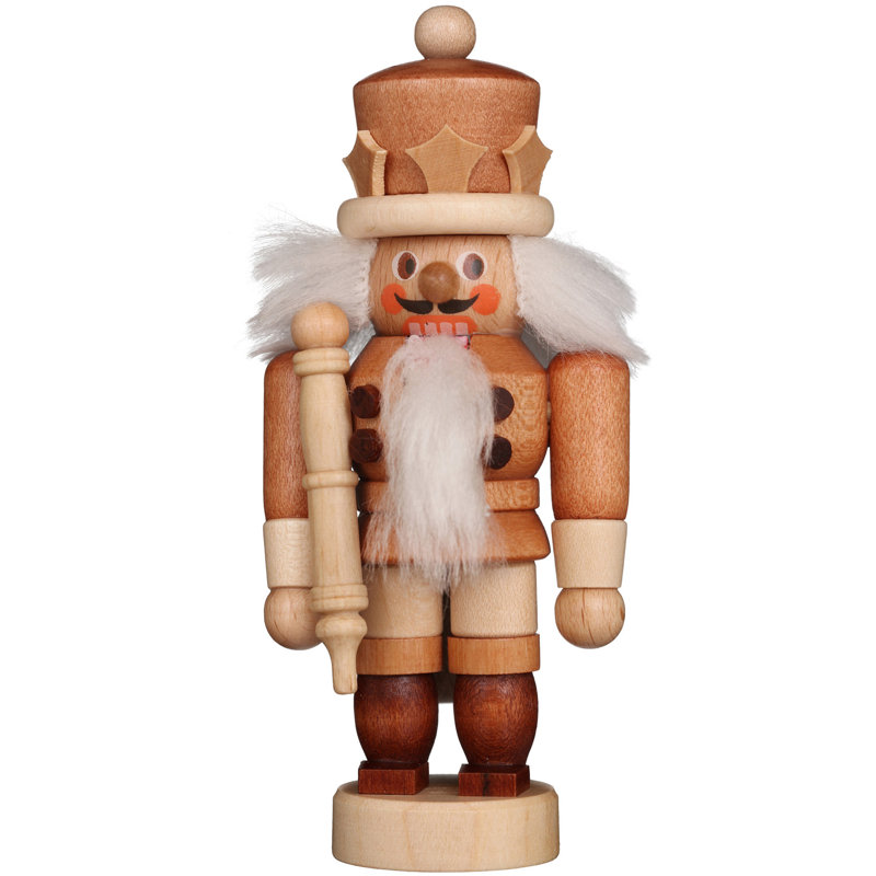 Natural Light Wood Mini King Nutcracker, 4.25" H x 2" W x 1.5" D