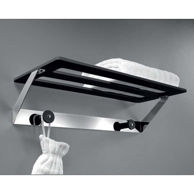 Porte-serviettes mural, Chrome / bois noir
