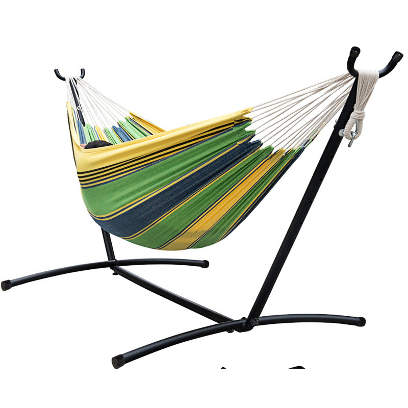 Doolittle 2 Person Canvas with Cushions Hammock, Meadow Stripe