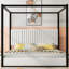 Upholstery Canopy Platform Bed With Headboard And Metal Frame-1452122470