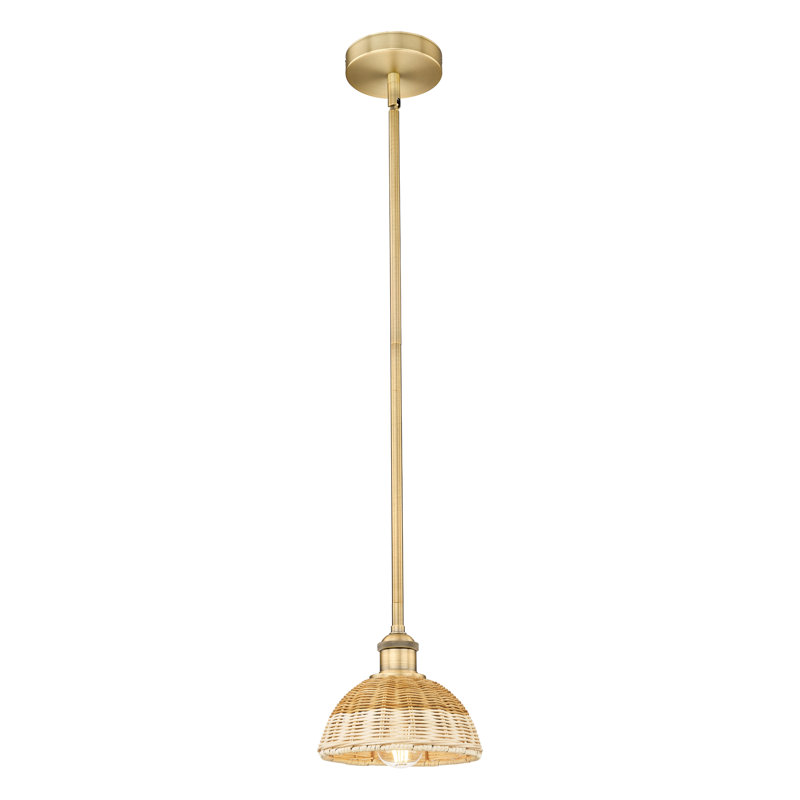 Mini-luminaire suspendu 1 lumière Edison - Bristol Natural II, Laiton brossé, H 9 po x l 7,5 po x P 7,5 po