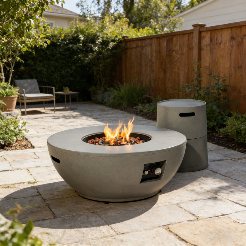 Ensemble de foyer d'extérieur au propane 36 pièces 2 pièces avec support de réservoir 36 000 BTU pour terrasse et jardin