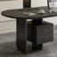 Bureau en bois massif noir + demi-cercle transparent + acier + acrylique avec 2 tiroirs-448856702-448856690