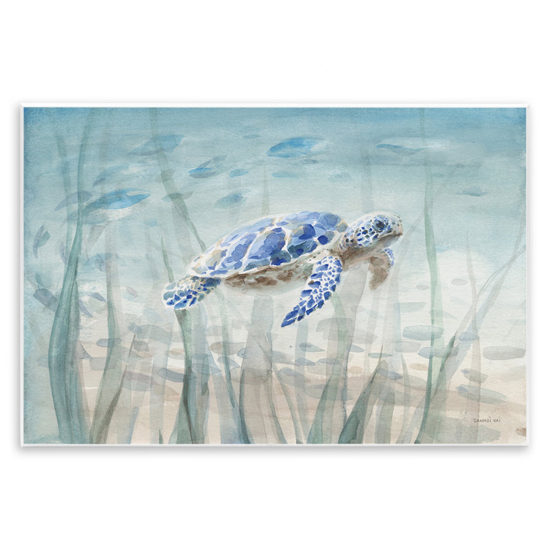  Tortue sous-marine, art mural par Danhui Nai, H 10 po x l 15 po