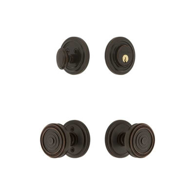 Grandeur Circulaire Rosette Entry Set with Soleil Knob in Timeless Bronze