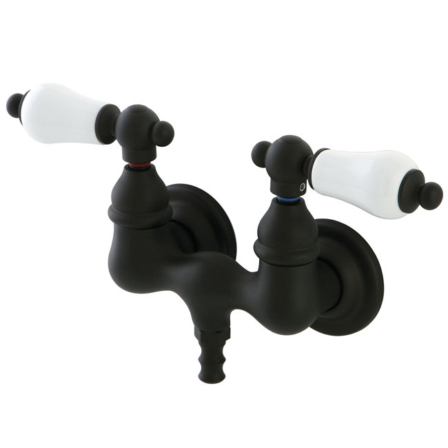 Vintage Double Handle Wall Mounted Clawfoot Tub Faucet, Oil Rubbed Bronze