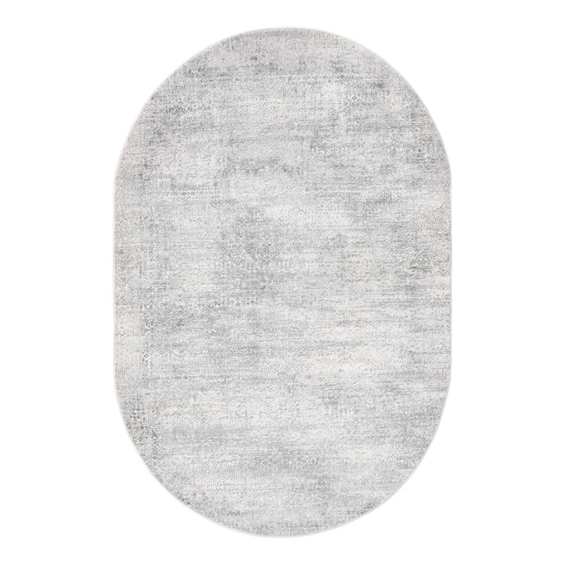 Tapis gris / blanc Kater, Ovale 5 pi 3 po x 8 pi