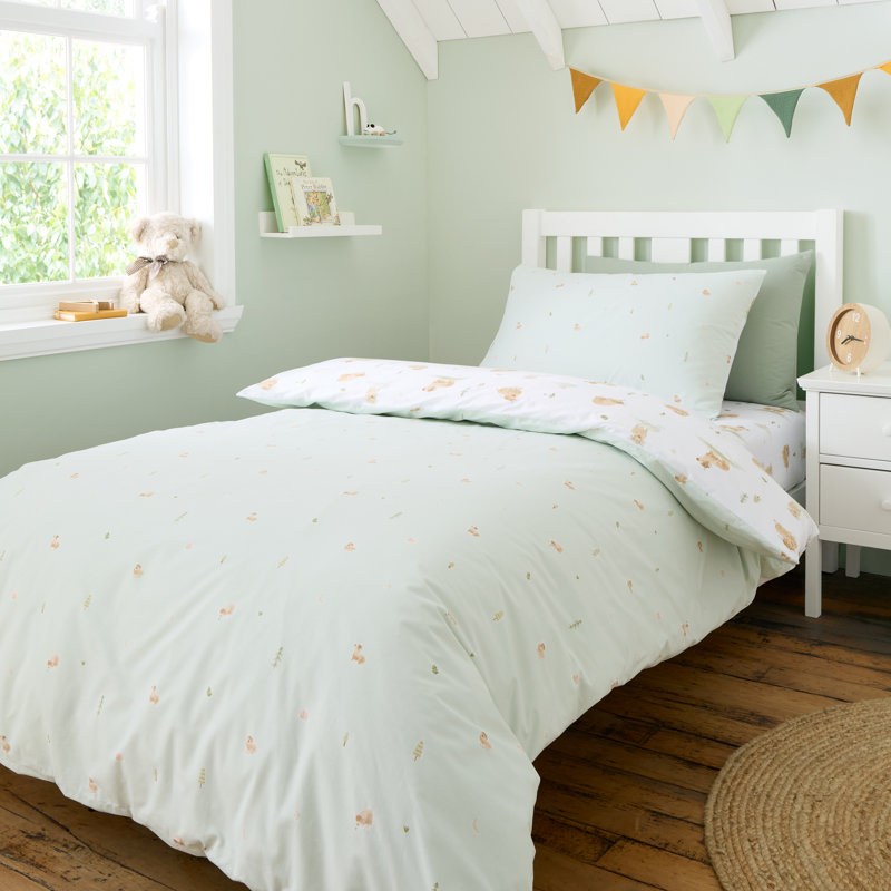 Mini Moo Cow Reversible Cotton Duvet Cover Set, Twin Duvet Cover + 1 Pillowcase