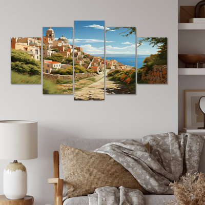 «Italian Village By The Coast I», paysage, Italie, art mural multi-panneaux