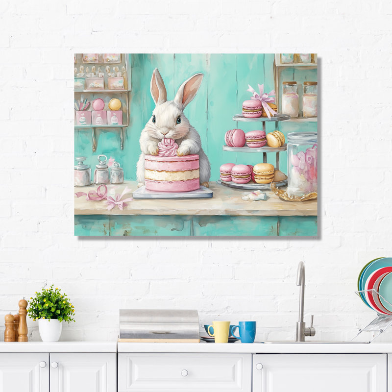 Pâtisserie Pastel - Décoration murale pour lapin, H 34 po x l 44 po, Toile tendue