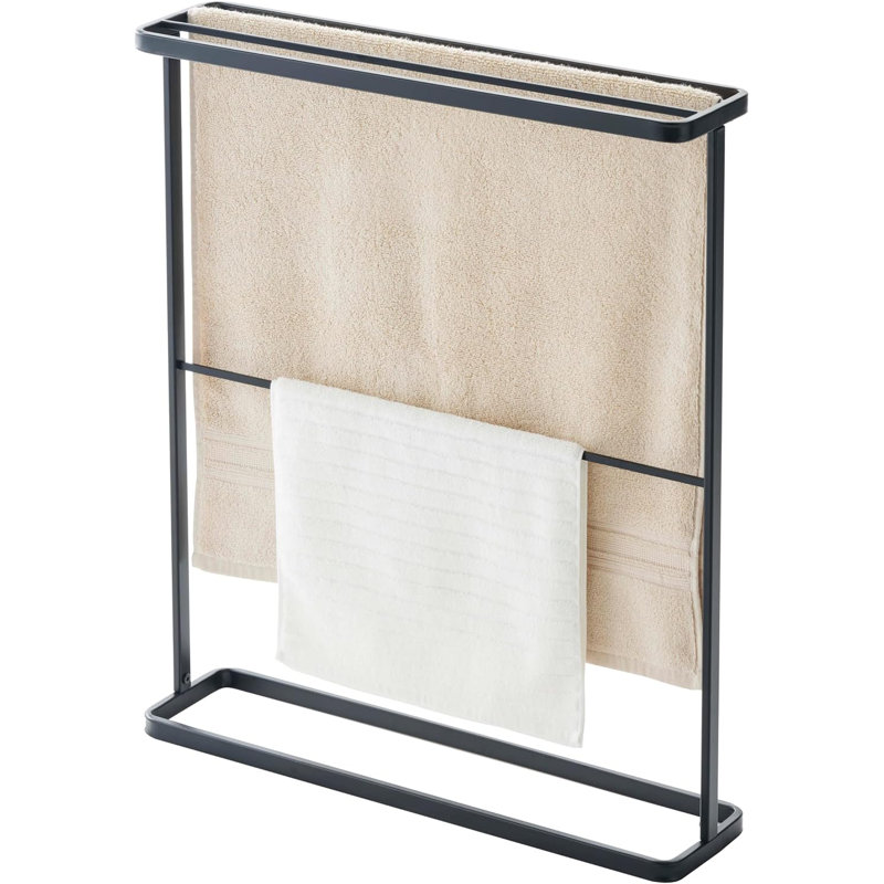 Black Steel Slim Portable Bath Towel Hanger