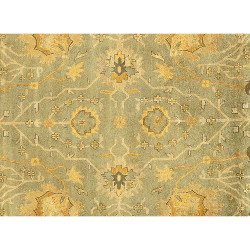 Hand Knotted Wool Area Rug in Green