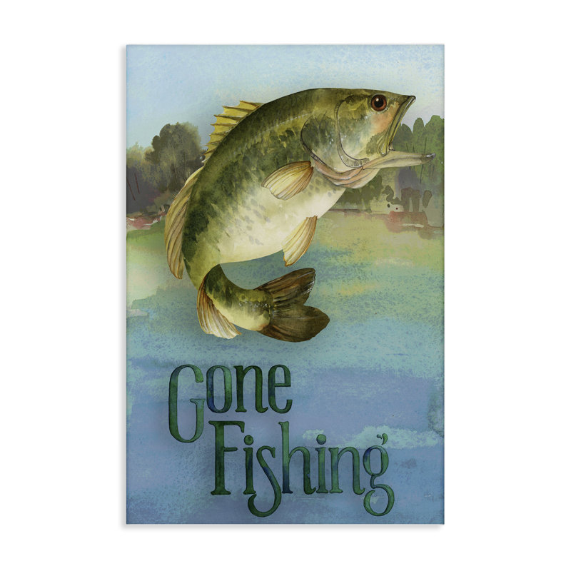 Art mural sur toile Gone Fishing, par Holly Thomas Stein, H 20 po x l 30 po