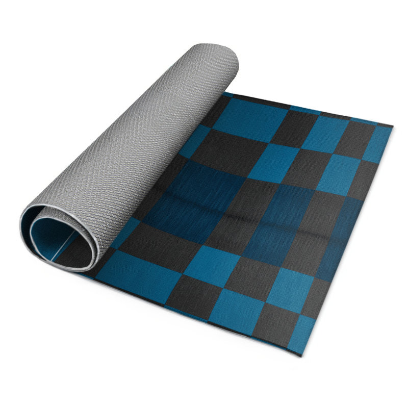 Tapis d'intérieur et d'extérieur à carreaux gris