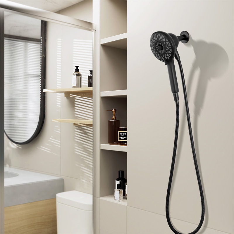 High Pressure Shower Heads 6 Spray Mode, Magnetic Shower Head For Bathroom, Matte Black Handheld Shower With 60 Inch Stainless Steel Hose