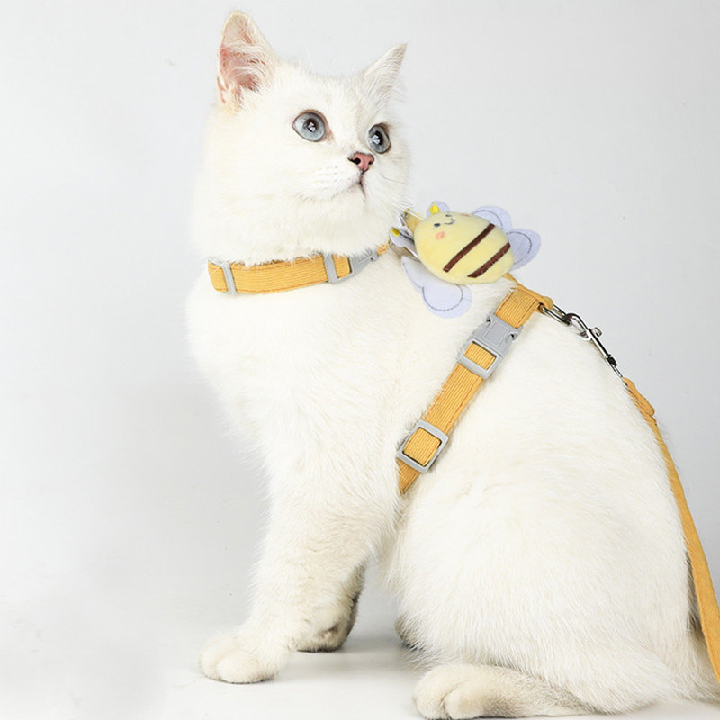 Harnais pour chat Honeybee en forme de T anti-évasion, jaune taille S, S
