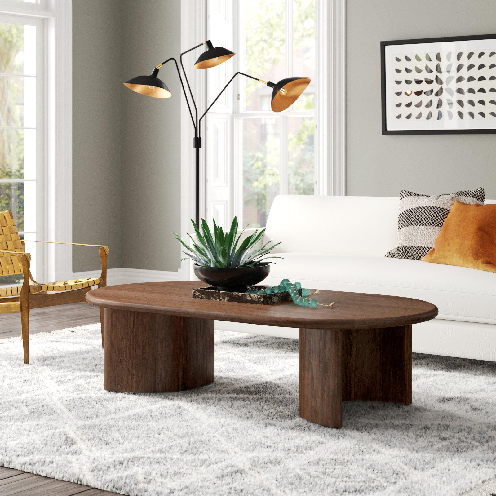 Haiden Single Coffee Table, Seasoned Brown Acacia, 17" H x 27" L x 51" W