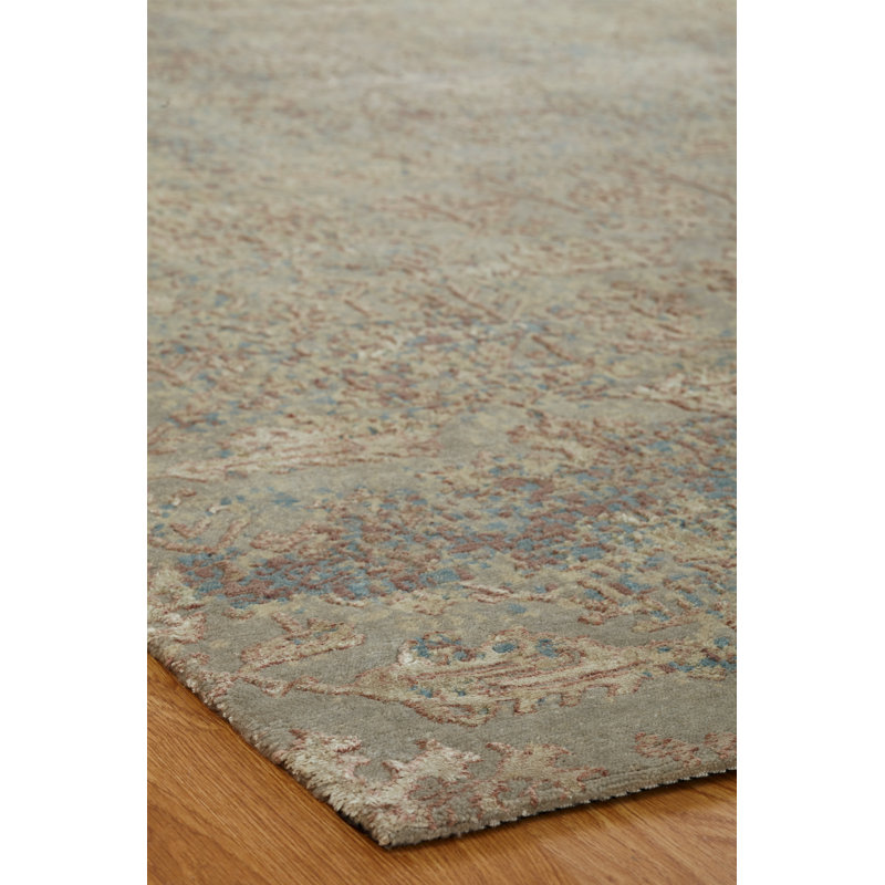 Hand Knotted Abstract Area Rug in Beige, Rectangle 12' x 15'