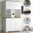 71" White Farmhouse Kitchen Pantry Cabinet with Wine Rack & Coffee Bar Station - Tall Freestanding Storage Cabinet Hutch for Dining Room, Living Room, Home Bar