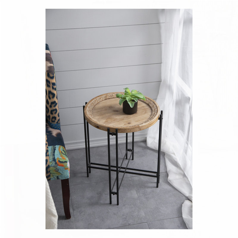 Table d'appoint ronde avec plateau en bois