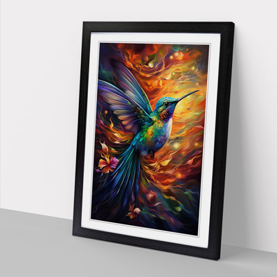 Hummingbird Expressionism - Single Picture Frame Print on Wood