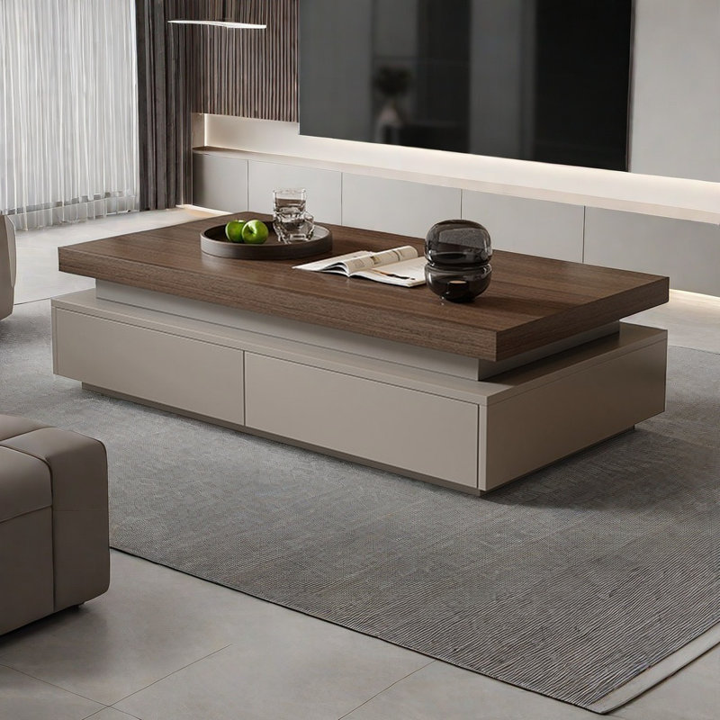 Table basse moderne, simple et créative, Gris / Brun, H 16,5 po x L 59,1 po x l 33,5 po