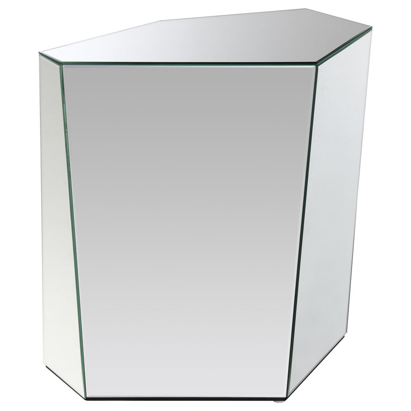 Table de bout à motif géométrique abstrait en miroir argenté