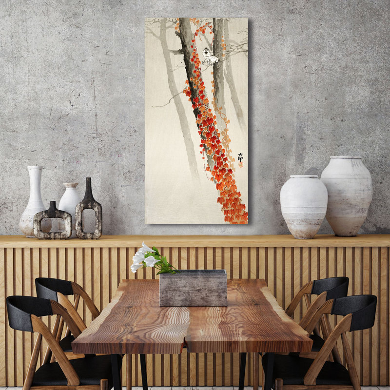 2JP6338 Red Ivy by Ohara Koson - Wrapped Canvas Art Prints, 70cm H x 35cm W x 4cm D
