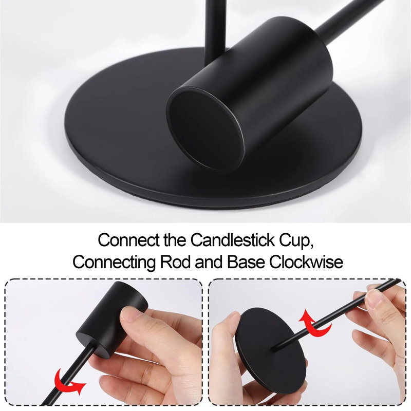 Matte Black Taper Candle Holders, 6 Pack