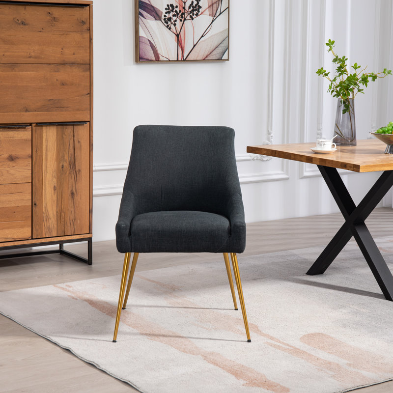 Ataie 47cm H Fabric Upholstered Parsons Chair, Black