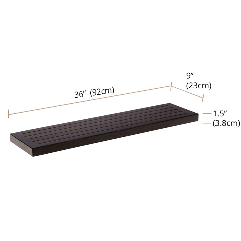 Tablette flottante en bois de teck Moa, H 1,5 po x l 36 po x P 9 po