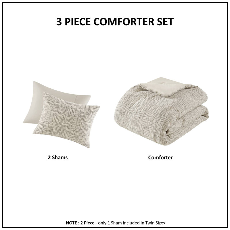 Harper Oversized Cotton Matelasse Comforter Set, King / Cal King Comforter + 2 King Shams