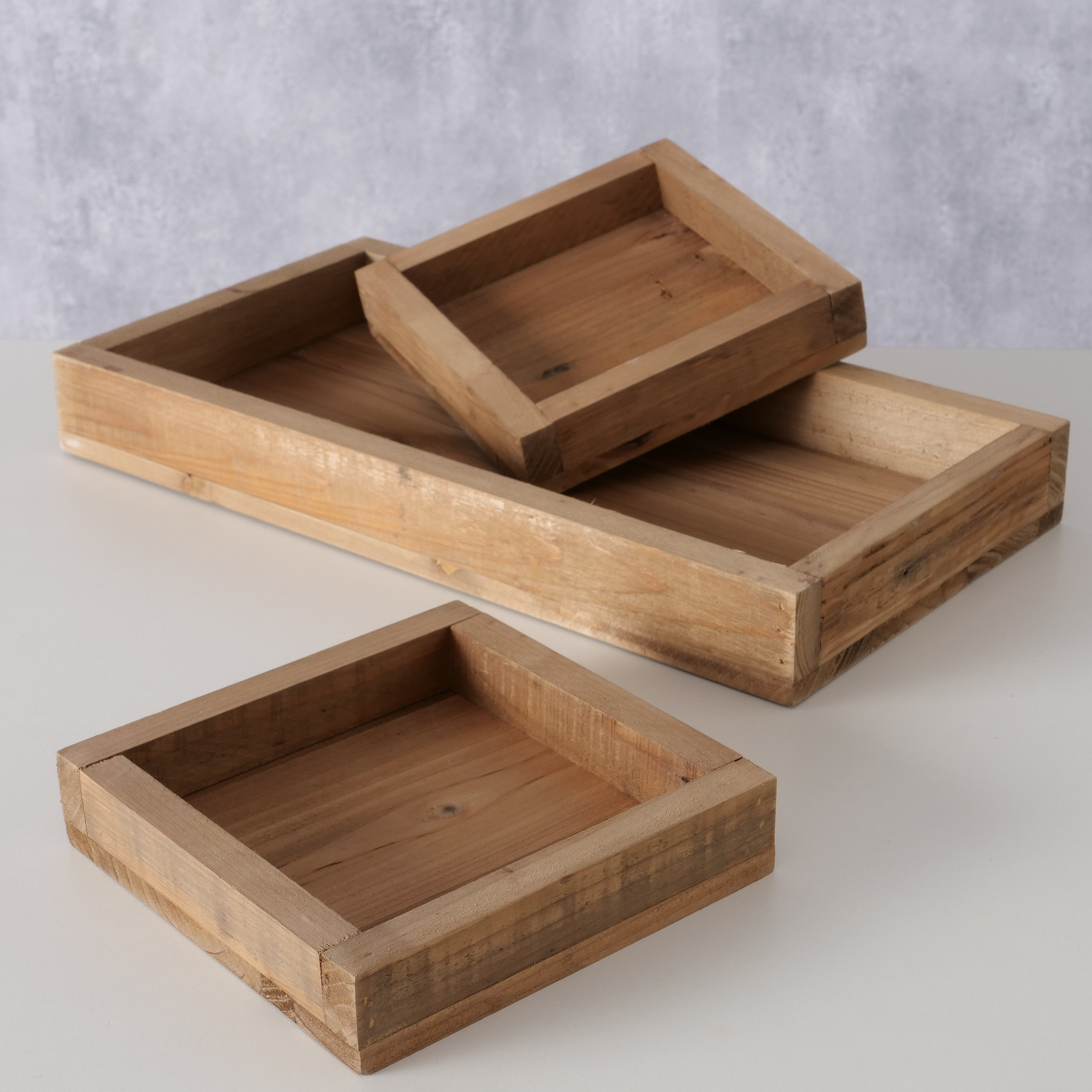 Millwood Pines Azjon Wood Tray - Set of 3 | Wayfair