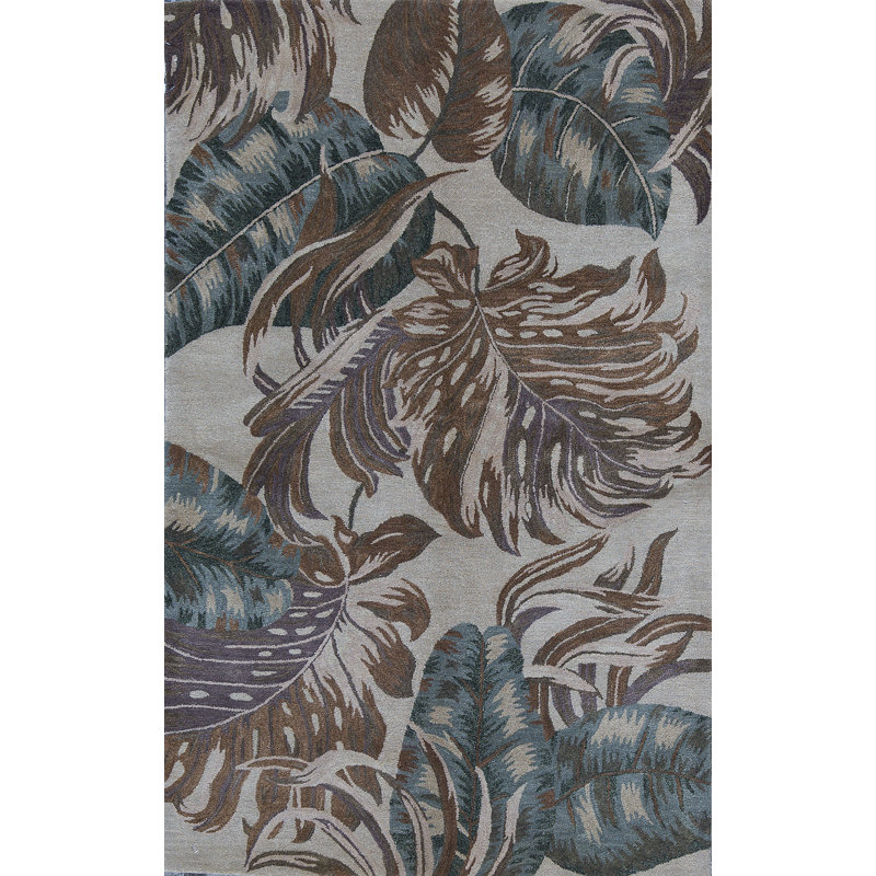 Tapis beige et bleu clair noué à la main de haute qualité