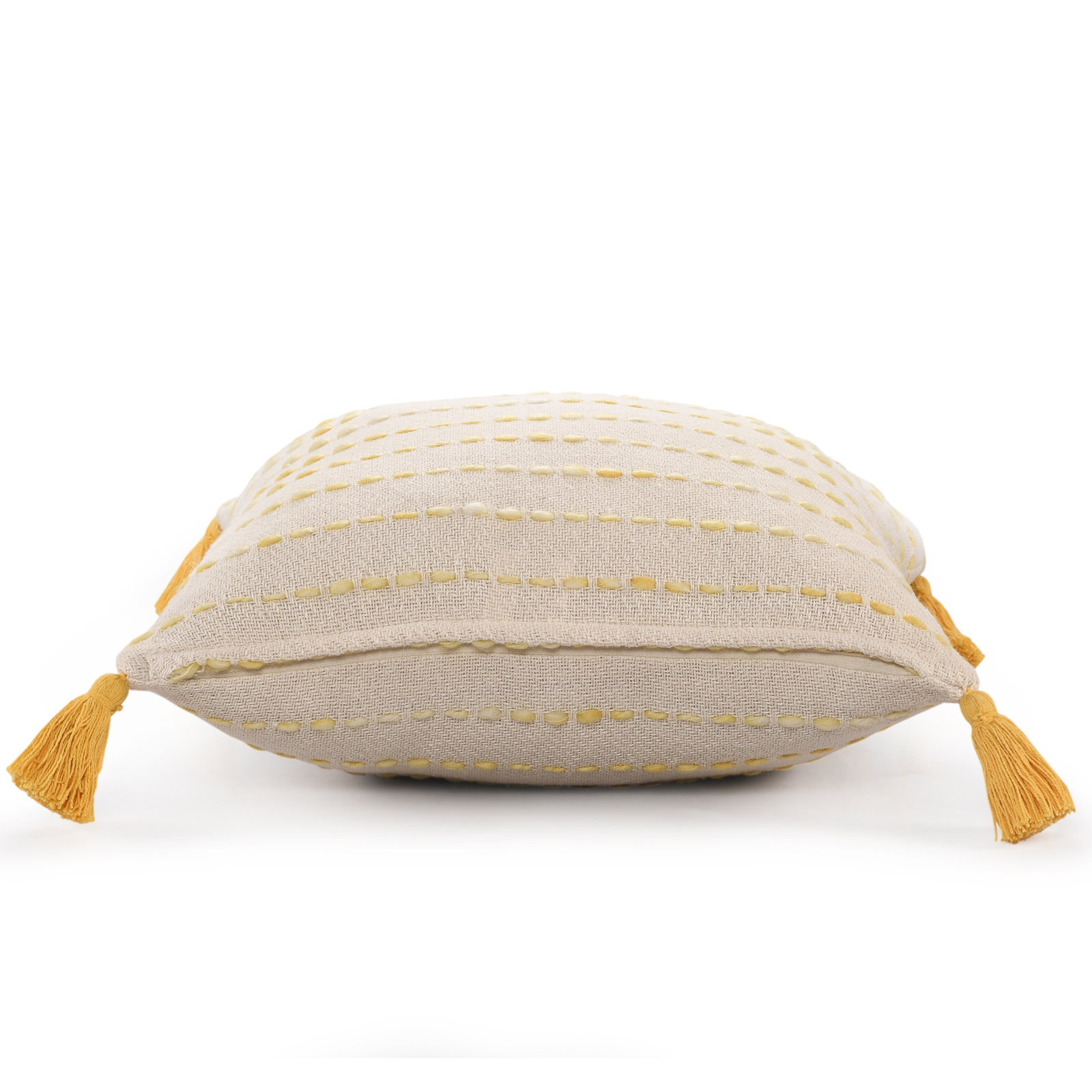 Hainsly Striped Cotton Throw Pillow, Gold Yellow/Natural, Feather