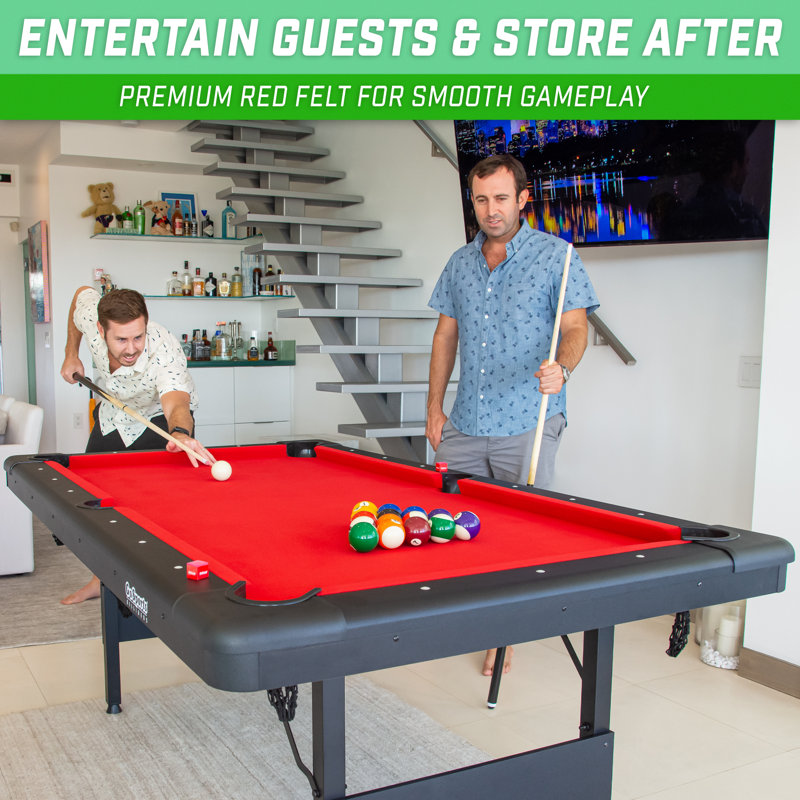 6ft Red Alloy Steel Foldable Billiards Game Table