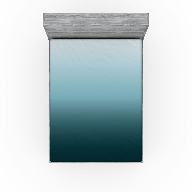 Ensemble de 2 draps-housses Ambesonne, Bleu sarcelle, bleu pâle, blanc / ombre, Drap-housse grand