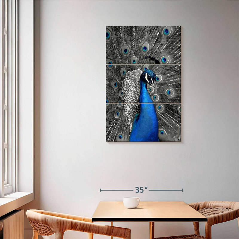 Brampt Close Up Blue Peacock, 57" H x 36" W