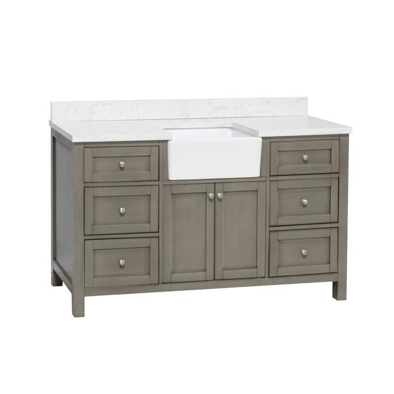 Ensemble de meuble-lavabo simple 60 po Yorkshire, Gris patiné