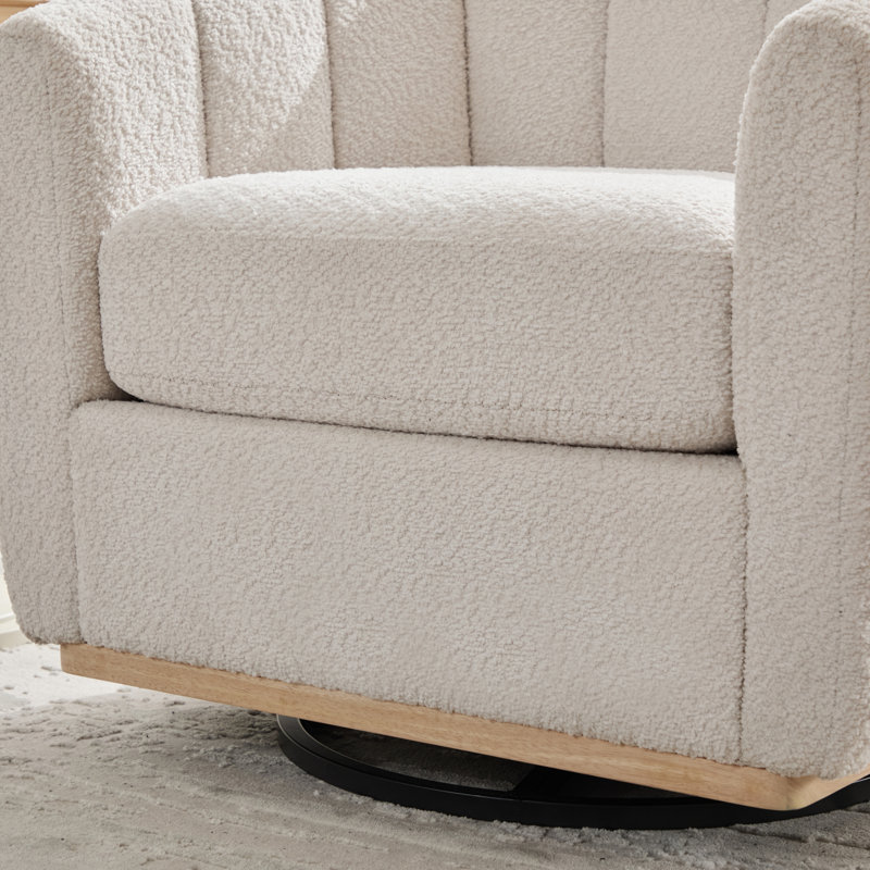 Fauteuil demi-tonneau pivotant surdimensionné (ensemble de 2), Ivoire ivoire